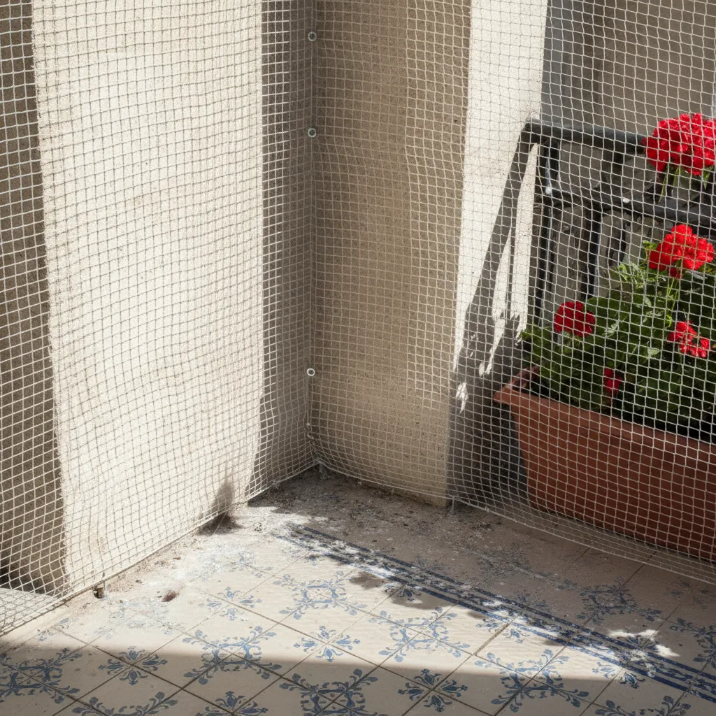 filet anti-pigeons balcon copropriété